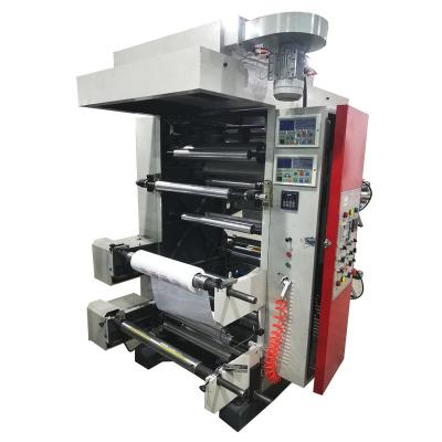 China Two color plastic flexo printing machine Two-color pp BOPP PE PET CPP flexo roll to roll printing machine for sale