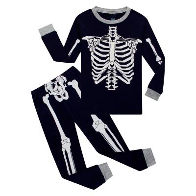 China Halloween Thermal Skeleton Pajamas Big Boys Girls Glow In The Dark Long Sleeve Kids Skeleton Pajamas for sale