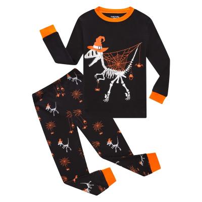 China Big Thermal Pajamas Boys Girls Glow In The Dark Skeleton Long Sleeve Halloween Kids Pajamas for sale