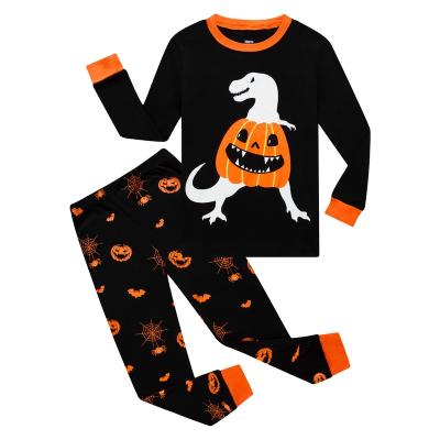 China Thermal Pajamas Sets Dinosaur Halloween Big Boys Girls Glow In The Dark Skeleton Long Sleeve Kids Pajamas for sale