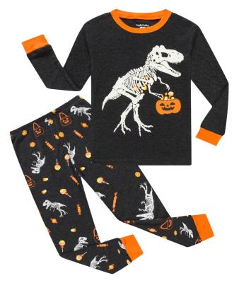 China Skeleton Thermal Pajamas Halloween Boys Girls Big Glow In The Dark Long Sleeve Kids Skeleton Pajamas for sale