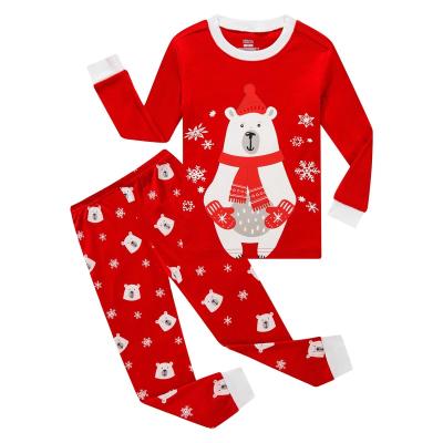 China Little Girls Thermal Red Animal Boys Long Sleeve Christmas Pajamas Sets 100% Cotton Pajamas Toddler Kids Pajamas for sale