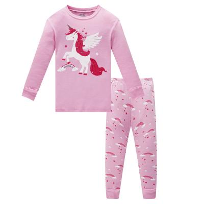 China Thermal Pink Little Girls Long Sleeve 100% Cotton Pajamas Toddler Kids Pajamas for sale