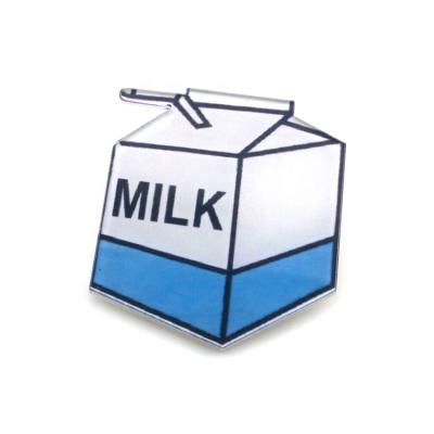 China Factory Direct High Quality Decoration Custom Plastic Acrylic Lapel Pins Cute Milkbox Badges For Bag for sale