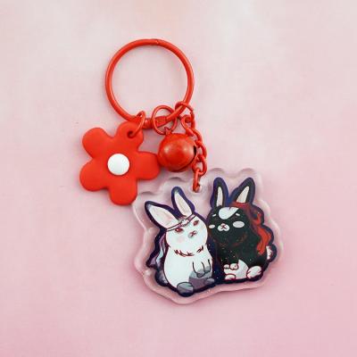 China New Design Cute Promotional Custom Clear Plastic Anime Acrylic Key Chain With Cute Accessory for sale