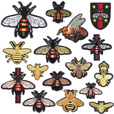 China Handmade Stock Or Custom Personalized Bee Cheap Iron On Embroidery Patches For Apparel for sale