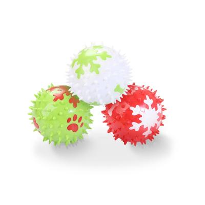 China Cute Christmas Natural Rubber Dog Toys Pet Stocked TPR Christmas Ball Squeaky Non-Toxic Toy for sale