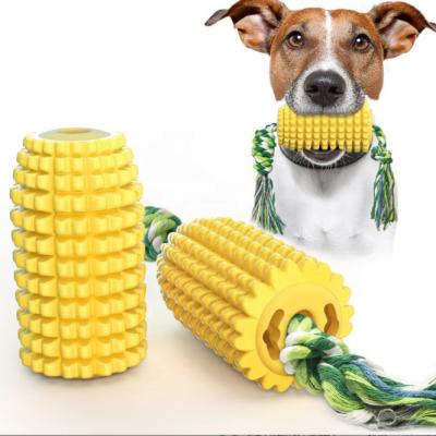 China Stocked Dog Toothbrush Chew Toy Corn Molar Stick Dog Toy Bite-Resistant With Rope Puzzle Dog Pet Tooth Toy for sale