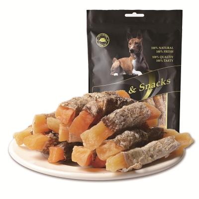 China Stocked Natural Fishskin Wrap Sweet Potato Dog Treat Snacks Pet Food for sale