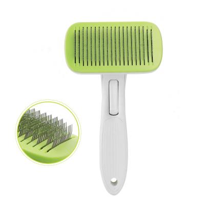 China Sustainable Dog and Cat Massage Brush Pet Grooming Slicker Pet Self Cleaning Slicker Brush Comb for sale