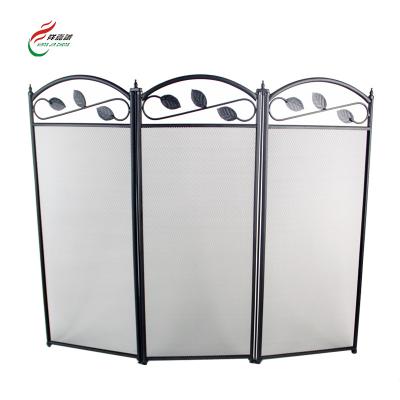 China Household 3 Panel Fireplace Screen Safety Fire Place Heavy Duty Barrier Spark Guard Cover for sale