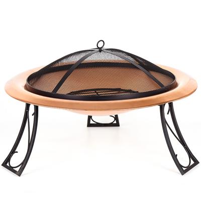 China Outdoor Heating Outdoor Folding BBQ Grills Foldable Camping Fire Pit With Stainless Steel Gold Color Fire Bowl for sale