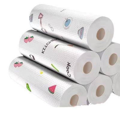 China Popular products wet and dry cleaning cloth is convenient for household kitchen cleaning paper towel, roll dry towel for sale