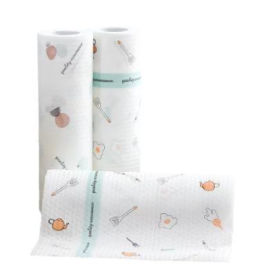 China Eco-friendly disposable tableware cloth can be washed with water. Pattern kitchen paper roll can be used for dry and wet cleaning and recycling for sale