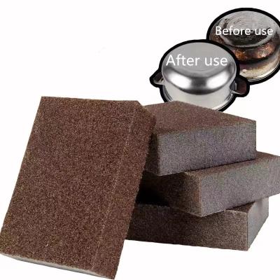 China Factory direct sale viable kitchen cleaning carborundum sponge cleaning dish wash powerful derusting brush for sale