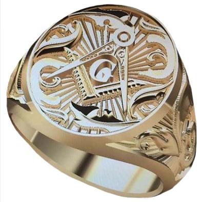 China Non Corrosive 18K Gold Plated Masonic Ring Non Fading Cheap Seal Ring For Men for sale