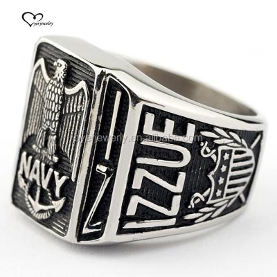 China Vintage High Quality Custom Military Ring Silver Army Ring In Stainless Steel Jewelry for sale