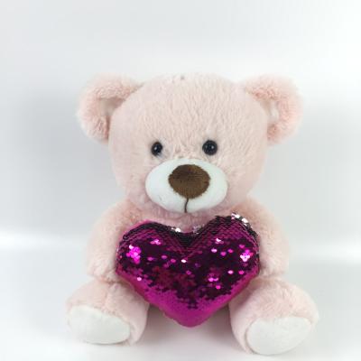 China Plush Sequin Heart Plush Toys For Valentine's Day Gifts Stuffed Animals Back Soft Toy for sale