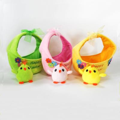 China Soft Stuffed Plush Toy Easter Bunny Plush Toy With Basket for sale