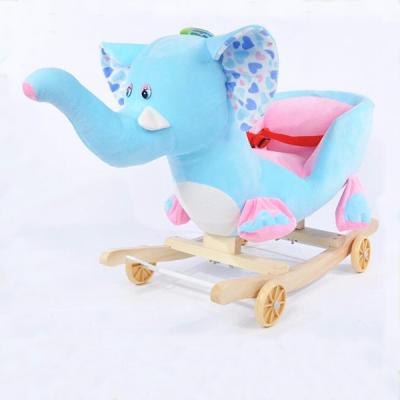 China Ride On Toy Music Plush Mule Stuffed Lovely Baby Elephant Rocking Toy for sale