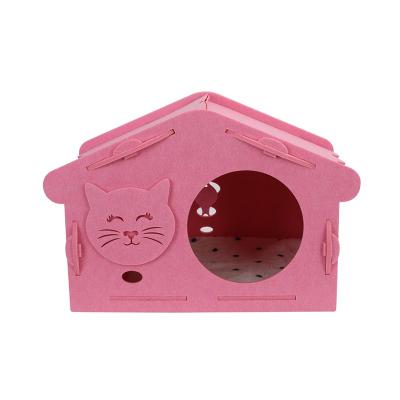 China Four Season Cat Bed Breathable Available Detachable Felt Cave Molded Felt Cat House Cats House for sale