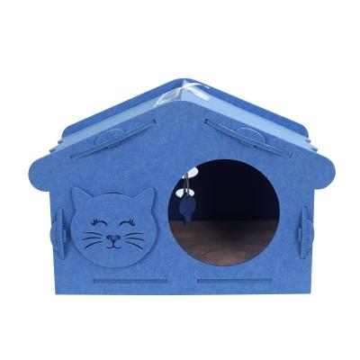 China Breathable Indoor Pet Housing Villa Felt Cat House Wholesale Price Felt Cat House Cube Wool Felt Cat House for sale