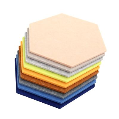 China Highly Efficient Sound Absorption Hexagon Panel Polyester Acoustic Pet Felt Fireproof Soundproof Acoustic Felt Sound Absorbing Felt for sale