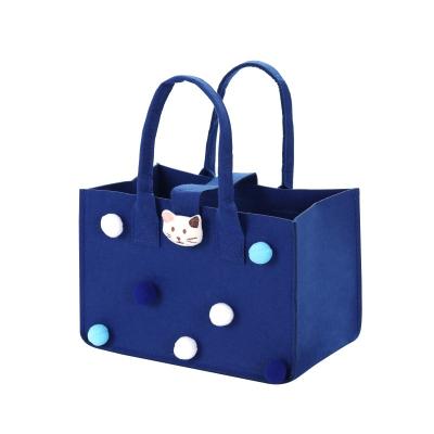 China Wholesale Cartoon Reusable Felt Bag Large Capacity Handbag Custom Felt Tote Bags Organic Felt Bag Organizer for sale