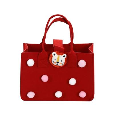 China Wholesale Custom Reusable Eco Friendly Felt Cartoon Bag Felt Organic Tote Bags Wool Felt Shopping Bag for sale