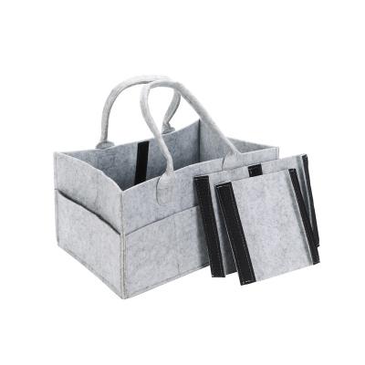 China Cheap Price Water Resistant Nursery Organizer Felt Mommy Baby Diaper Felt Storage Bin Bag Customized Hot Sales Felt Cart Bag diaper for sale