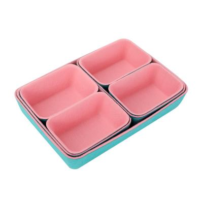 China Built-in Sustainable Multi-Functional Felt Desk Drawers Organizer Felt Candy Box Storage Bins Drawer Divider Bin for sale