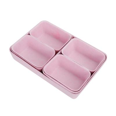 China Seven Piece Desktop Set Sustainable Shallow Organizer Small Felt Hard Pad Drawer Storage Box Felt Cube Storage Bin for sale