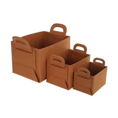 China Viable Thick Collapsible Felt Storage Bin Cube In Fabric Storage Basket Felt Toy Storage Basket With Handles for sale