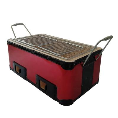 China Easily Assembled Red Outdoor Ceramic Japanese High Temperature BBQ Tools Kitchen Table Grill Table Barbecue Charcoal Portable Grill for sale