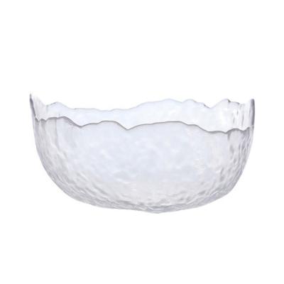 China Glass Bowl Single Hammer Edge Disposable Thickened Irregular Salad Dessert Gold Bowl for sale