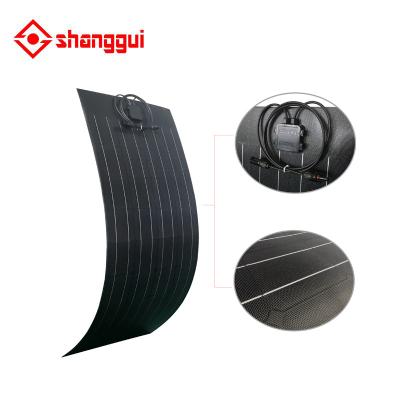 China 100w monocrystalline black thin film flexible solar panel with solar junction box 156.75mmx156.75mm zu verkaufen