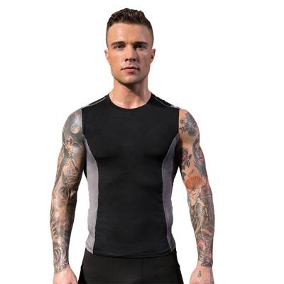 China Anti-wrinkle summer fashion men's fitness vest printed outdoor sports running tights quick-drying patchwork sleeveless T-shirt for men for sale