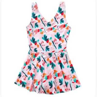 China 2021 New Children's Anti-UV Floral Swimsuit Breathable Skirt One-Piece Swimwear Swimwear For Girls for sale