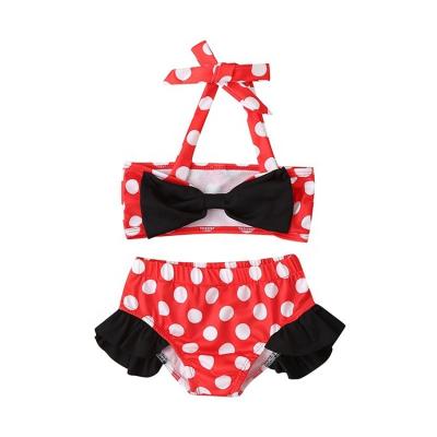 China Wholesale Kids Breathable Swimwear Halter Bikini Beach Red Swimming Suit For Girls for sale