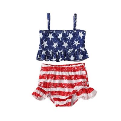 China Wholesale hot sale children's breathable swimwear Independence Day printed bikini for girls for sale