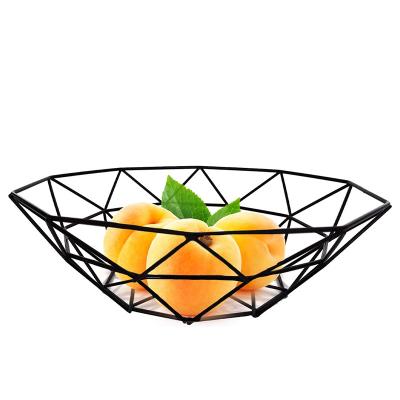 China 2020 Viable New Creative Geometry Countertops Iron Gold Plated Black Vegetable Mesh Metal Kitchen Storage Wire Fruit Basket for sale