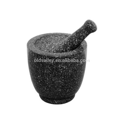 China Viable natural black granite mortar and pestle / pestle and mortarPound the pot of garlic in a mortar for sale