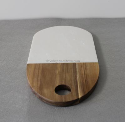 China Disposable White Marble and Wooden Chopping Board Chopper Marble Board for sale