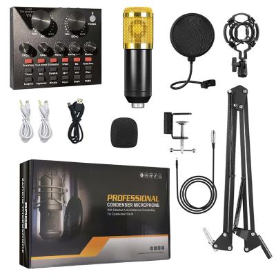 China Family V8 sound cards and live mixer professional karaoke recording device microphone set condenser bm800 MIC studio v8 sound card for sale