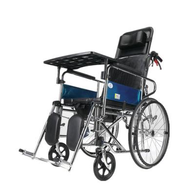 China Sit Back Manual Wheelchair Steel Folding Manual Wheelchair With Adjusting Backrest for sale