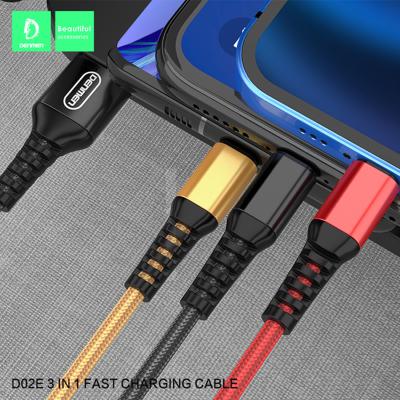 China Fast 3 In 1 Charging Cable 2.4A Nylon Braided Usb Data Line For Apple for sale