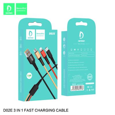 China Fast 3 In 1 Charging Cable 2.4A Nylon Braided Usb Data Line For Apple zu verkaufen