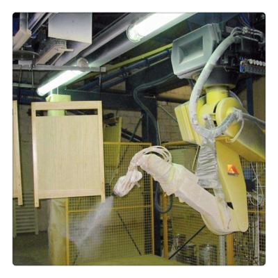 China FANUC Automatic Mixing Pneumatic Spray Painting Robot For Wood Frame Furniture With Waterborne Paint for sale