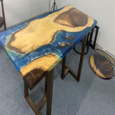 China 52.Wooden Foldable Table Top Table River Solid Epoxy Resin Clear Table for sale