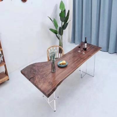 China (Size) 1 piece adjustable wooden slab table without edge slab living table common restaurant table for sale